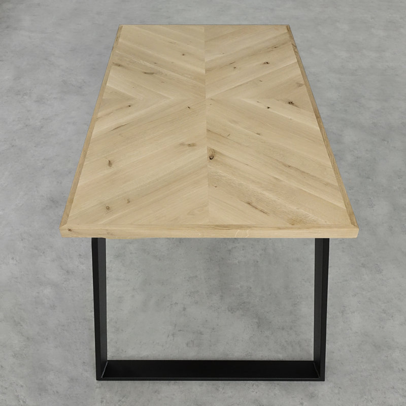 Tyree Oak Rectangular Wood Top Dining Table with Steel Base, H75 x L140 x W80cm, Oak