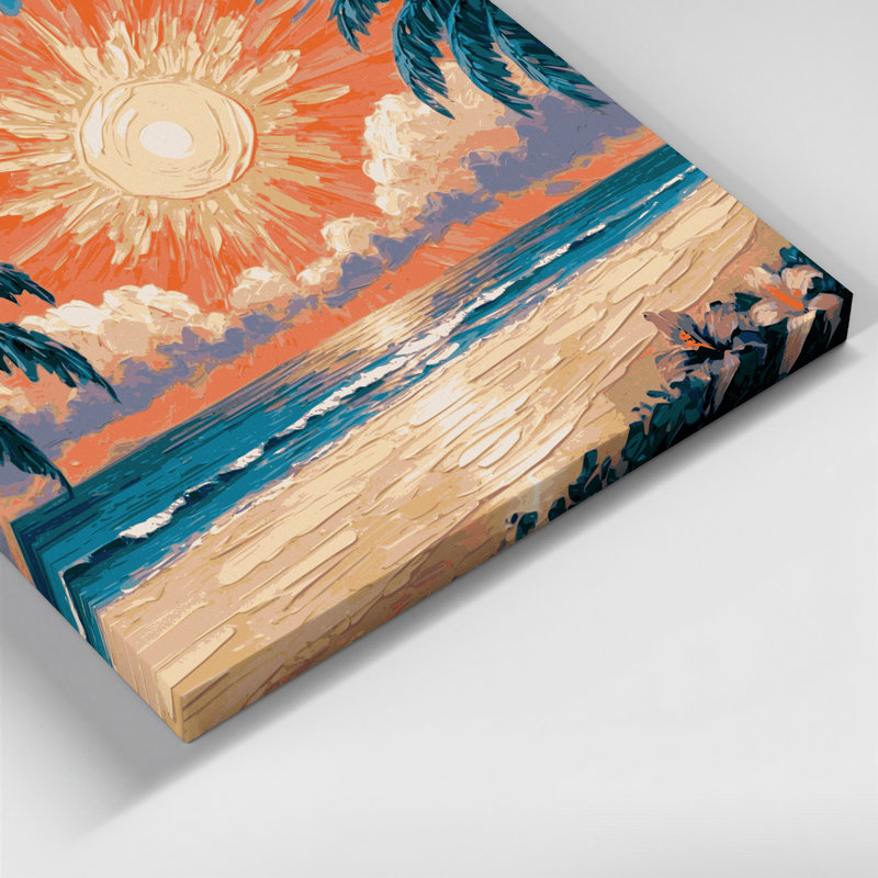 Hawaiian Sun Rays, art mural sur toile brune, H 12 po x l 12 po