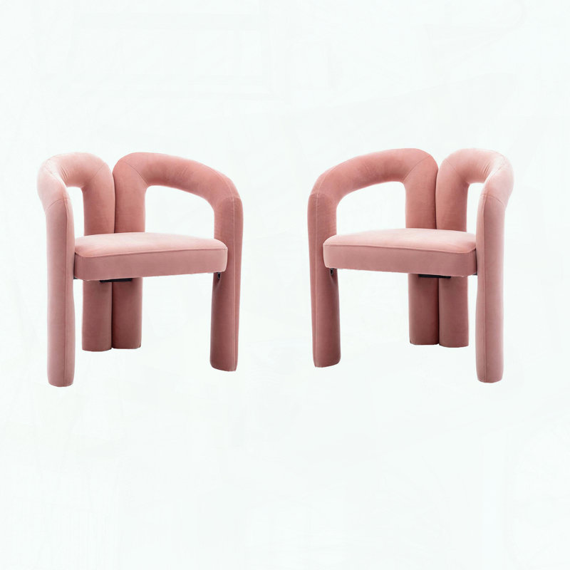 Chaises d'appoint tonneau en velours Contemporary - ensemble de 2, Rose