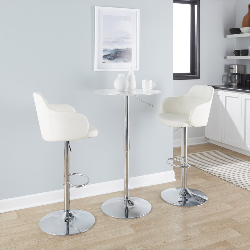 Table de bar à hauteur réglable en acrylique avec base en chrome robuste, plateau rond transparent, conception à piédestal pour recevoir