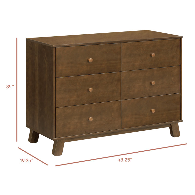 Hudson Modern 6-Drawer Assembled Double Dresser, Brown