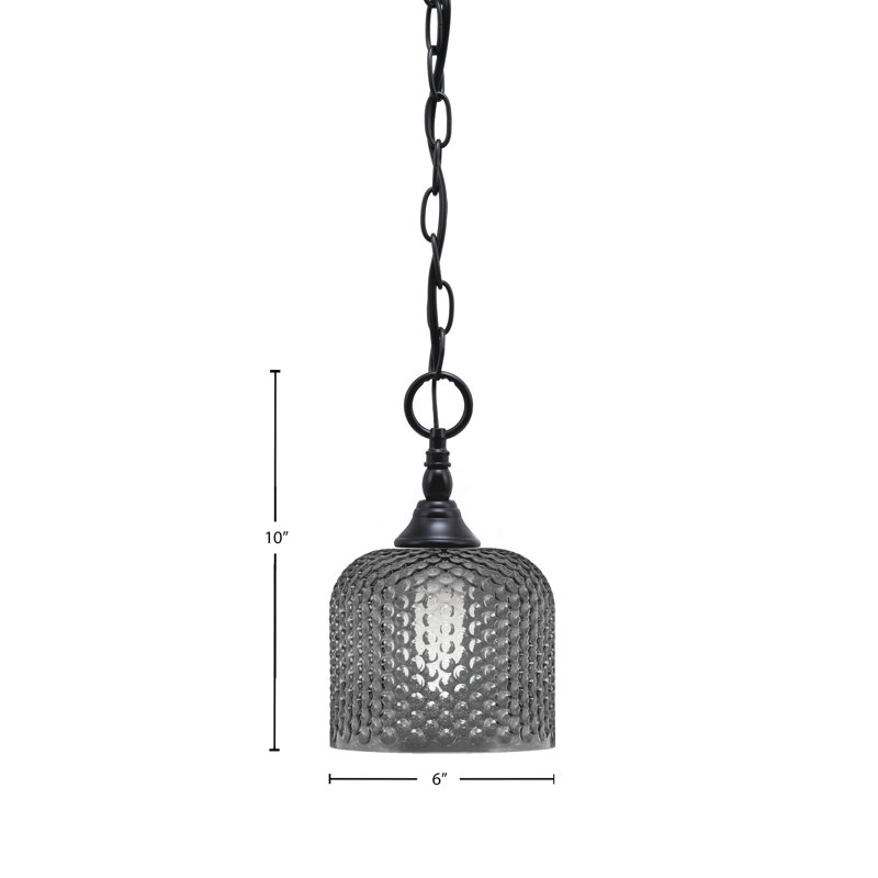 Mini-luminaire suspendu en chaîne avec verre, Noir mat