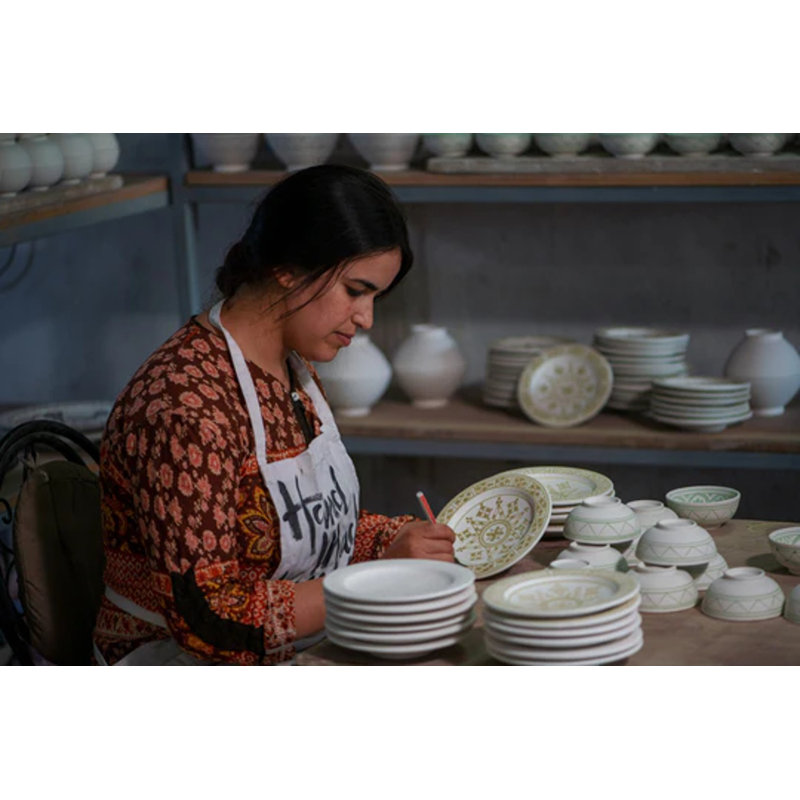 Ensemble de 4 assiettes à hors-d'œuvre Tetjana, Céladon
