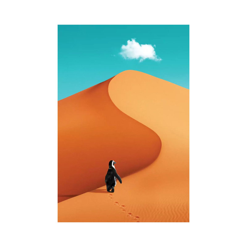 "Pingouin en vacances" par Jonas Loose - impression sur toile tendue, H 12 po x l 8 po x P 0,75 po