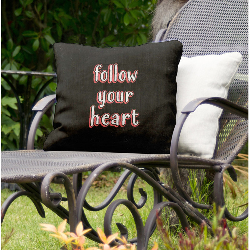 Coussin décoratif intérieur/extérieur de votre coeur, 16 po x 16 po, Rouge