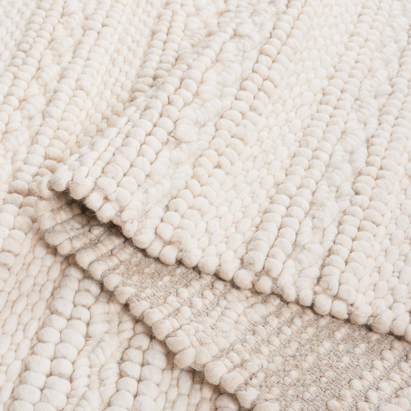 Natura Hand Loomed Wool/Cotton Solid Color Rug in Ivory, Square 6'