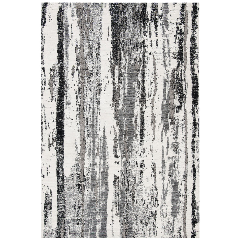 Tapis gris / ivoire à motif abstrait Roanoke, Rectangle 4 pi x 6 pi