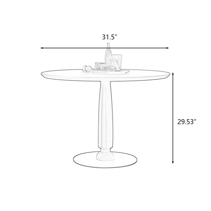 Table de salle à manger en acier au carbone, H 29,53 po x L 31,5 po x l 31,5 po, Blanc