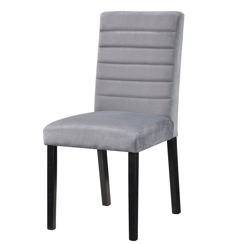 Chaises d'appoint à structure en bois noir, 2 pièces, revêtement en velours gris, 2 pièces Simple Dine, espace repas décontracté
