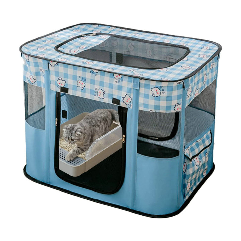 Denlinger Cat Cage, 23.53" H x 35.29" W x 27.45" L, Blue