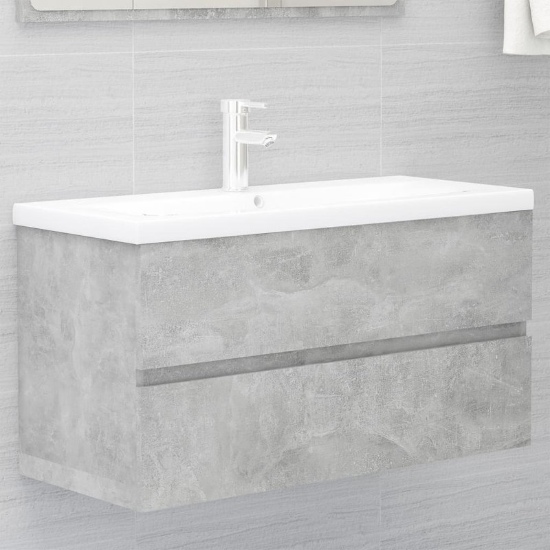 Audreigh Single Bathroom Vanity Base Only, Concrete Grey