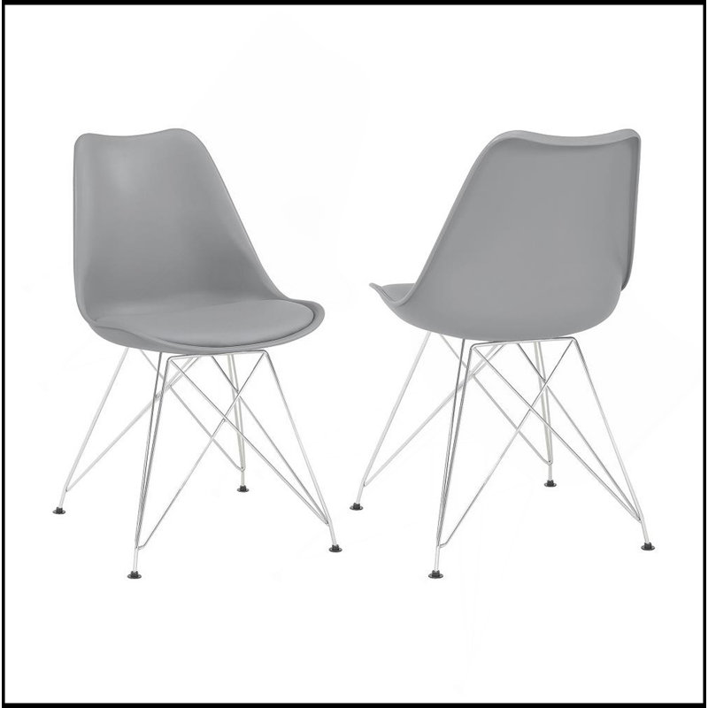 Ensemble de 2 chaises d'appoint en polypropylène, Polypropylène gris