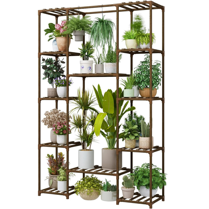 Support pour plante en bois de style brun 02 34 po