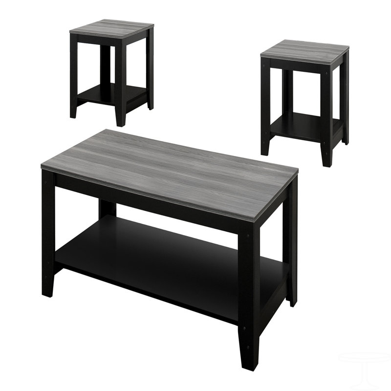 Ensemble de table, ensemble 3 pièces, café, bout, côté, accent, stratifié, transitionnel, Noir