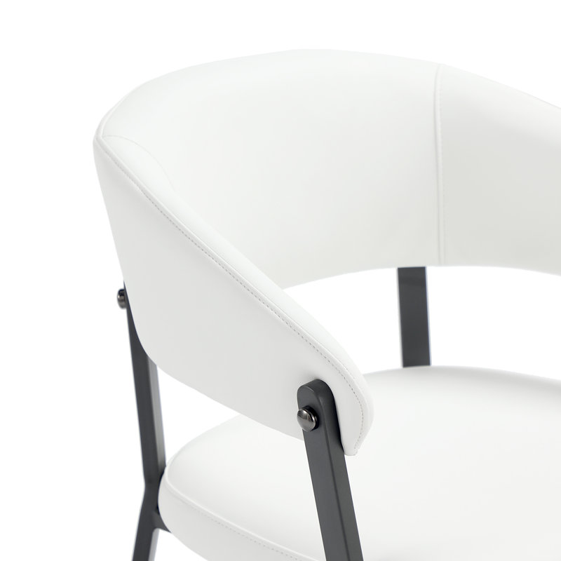 Chaise rembourrée en cuir Belle Modern, Blanc / Blanc