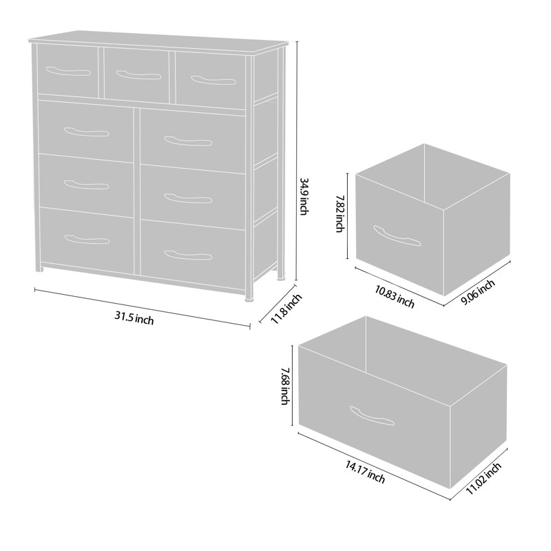 Metal 31.5'' W 9 - Drawer Dresser