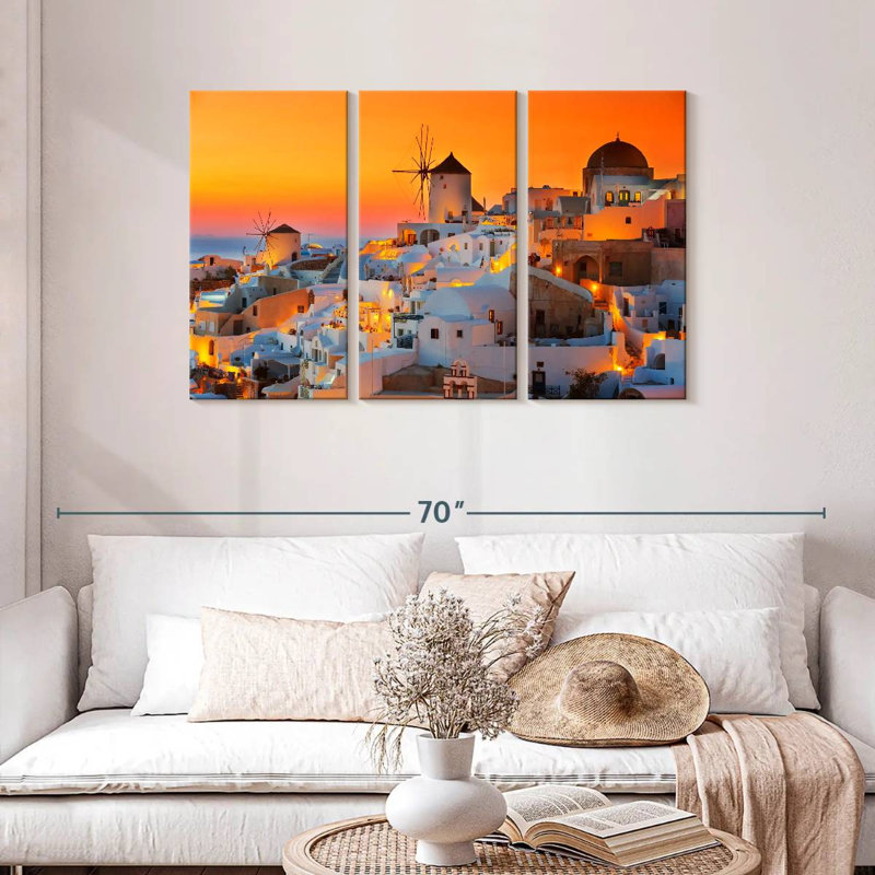 Coucher de soleil de Sebbie Oia, H 28 po x l 45 po