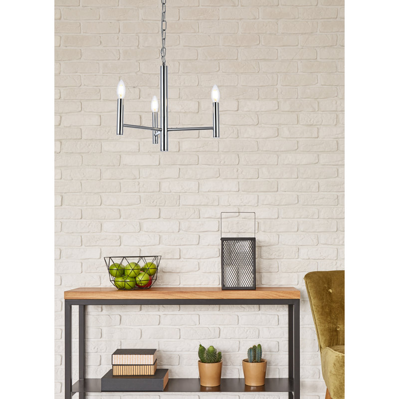 Cartell Unique Geometric Pendant, Chrome, 14.9" H x 17" W x 17" D, 3 Lights