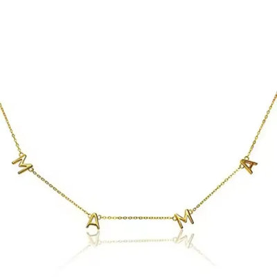 16+2 Inch Mama Necklace, 14k Gold Plated Hypoallergenic, Silver Gold For Mother's Day Daily Wear