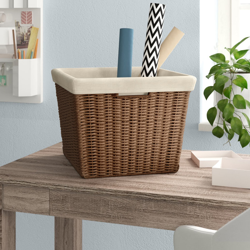 Highland Dunes Wicker Basket, Brown, Large (10" H x 15" W x 13" D)