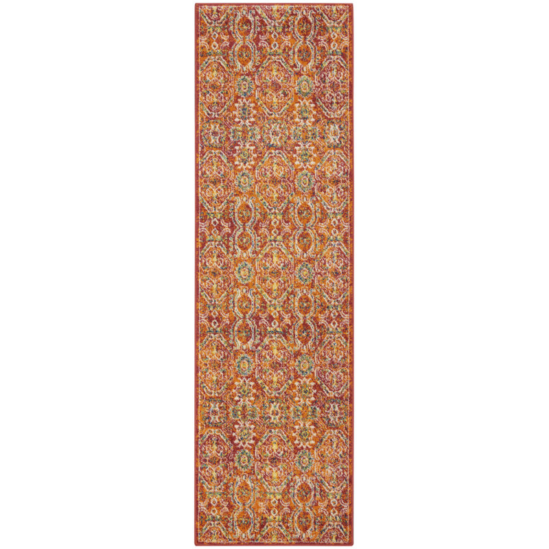 Tapis oriental rouge Lakenya, Tapis de couloir 2 pi 3 po x 7 pi 6 po