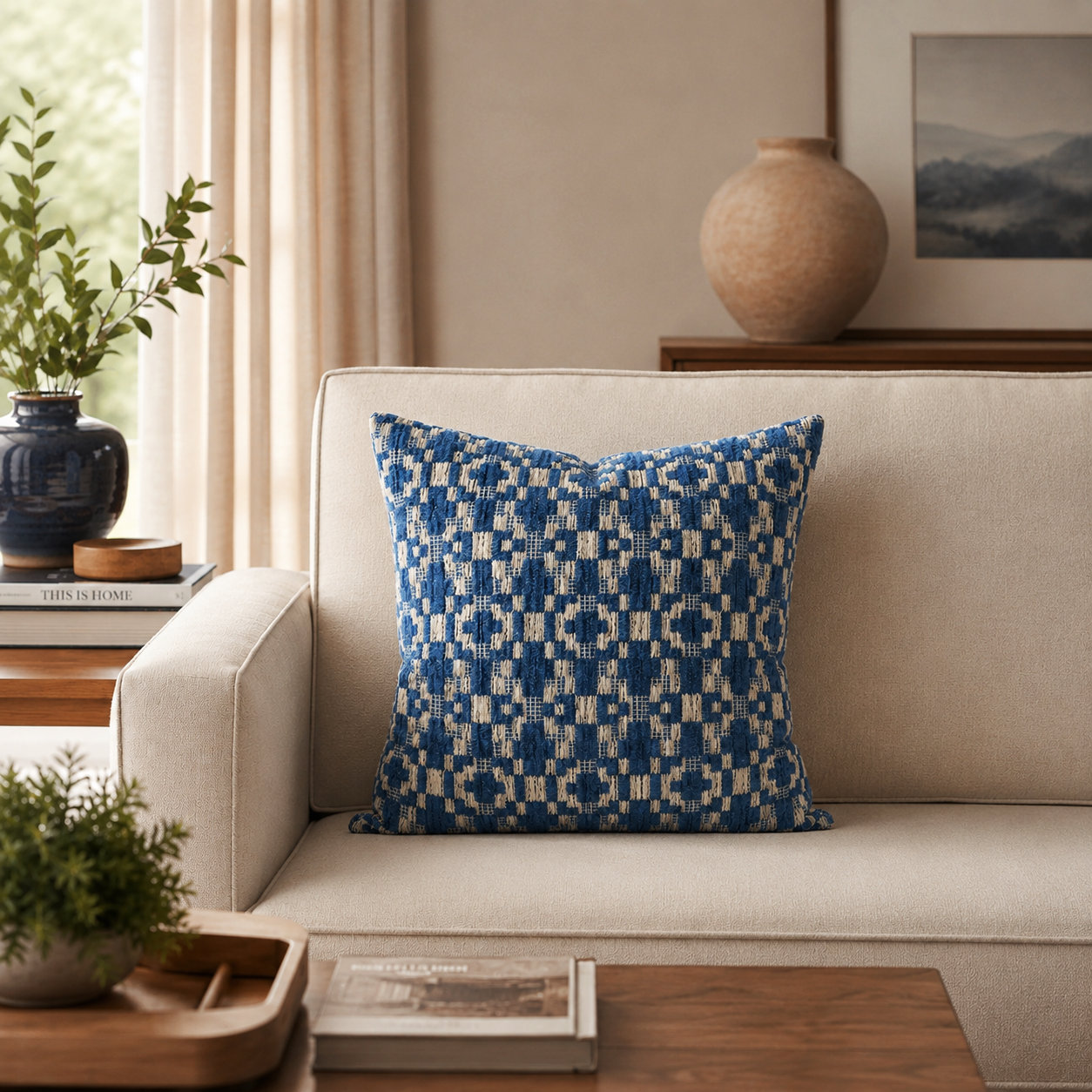 Fraser Throw Pillow, 24x24, Royal