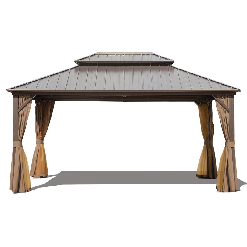 Aluminum Patio Hardtop Gazebo with Double Roof: Durable Protection and Stylish Design, 12 ft x 16 ft