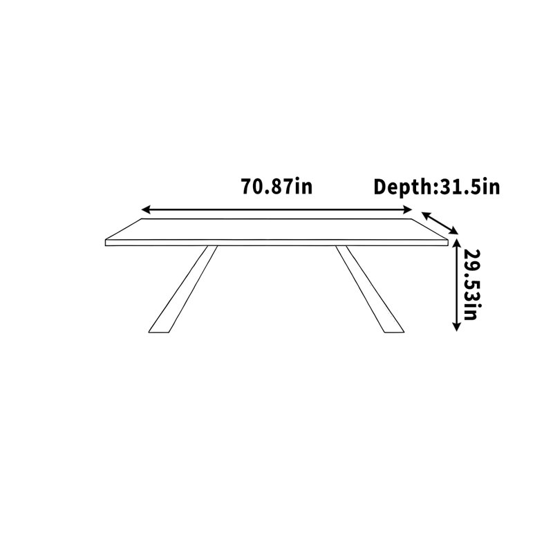 Bureau en granit, à usage domestique, de forme rectangulaire, H 29,53 po x l 70,87 po x P 31,5 po