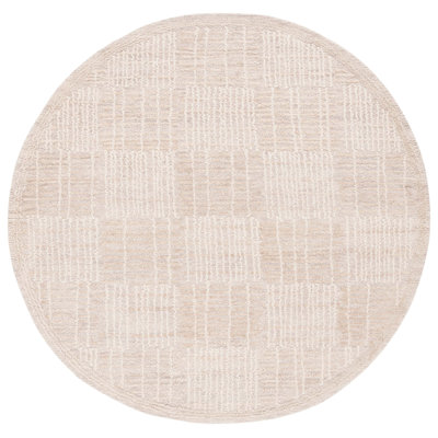 Arwen Geometric Hand Tufted Wool/Cotton Area Rug in Light Brown/Ivory