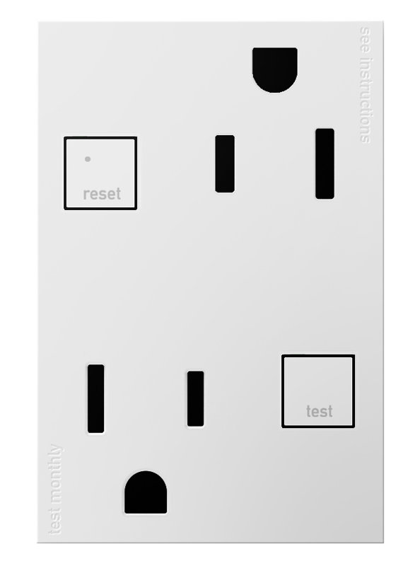 Prise de courant double anti-effraction de 15 ampères Adorne® GFCI, Blanc