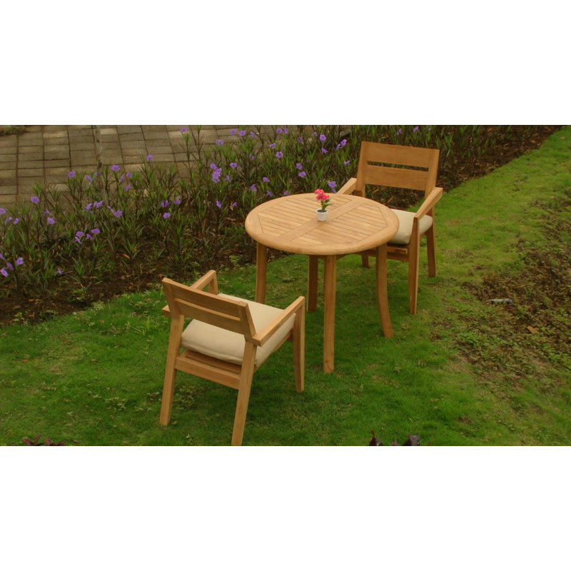 Donner Outdoor 3 - Piece Teak Bistro Set, 2, 30.5" H x 36" W