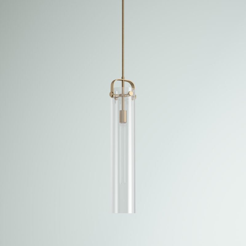 Luminaire suspendu cylindrique à 1 lumière Fenecia, Laiton brossé