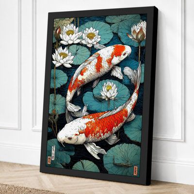 Koi Among Water Lilies Japandi - Print