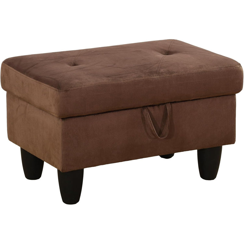 Rehmaan Upholstered Storage Bench, Brown 100% Cotton