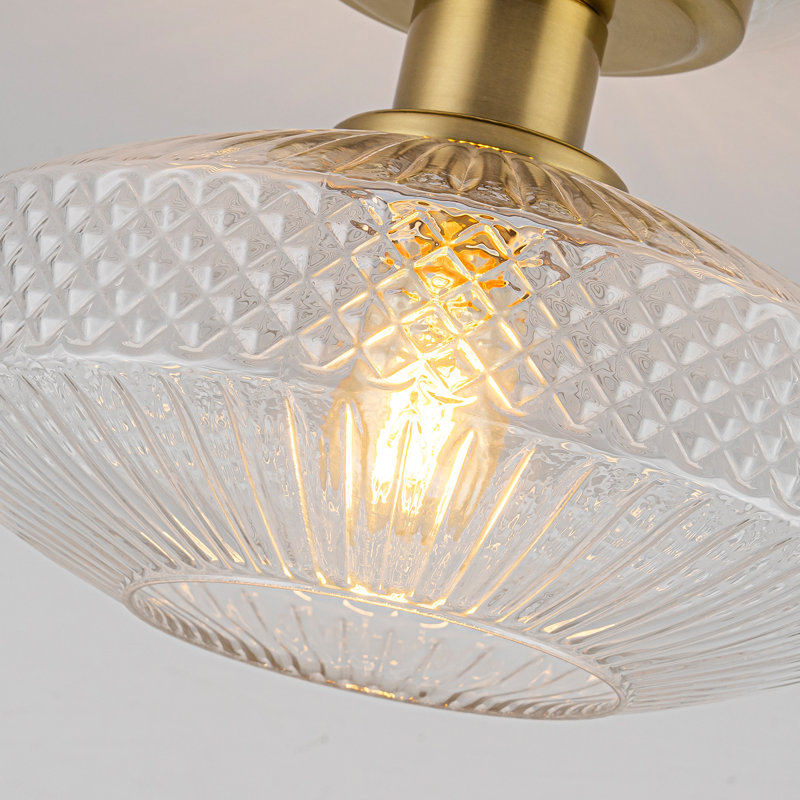 Plafonnier semi-encastré en verre à treillis géométrique 1 lumière