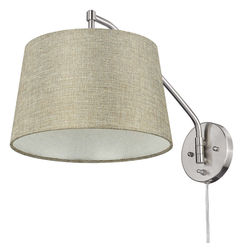 Ryleigh 1-Light Swing Arm in Pewter with Modern White, Pewter, Natural