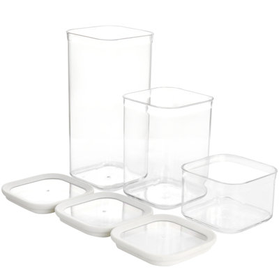 Martha Stewart 3 Piece Square Plastic Stackable Container Set In Ivory