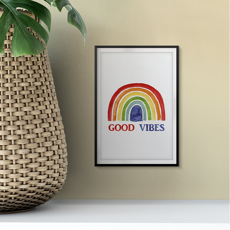 Good Vibes - Reproduction d'art textuel sans cadre sur papier, H 10 po x l 8 po x P 0,01 po