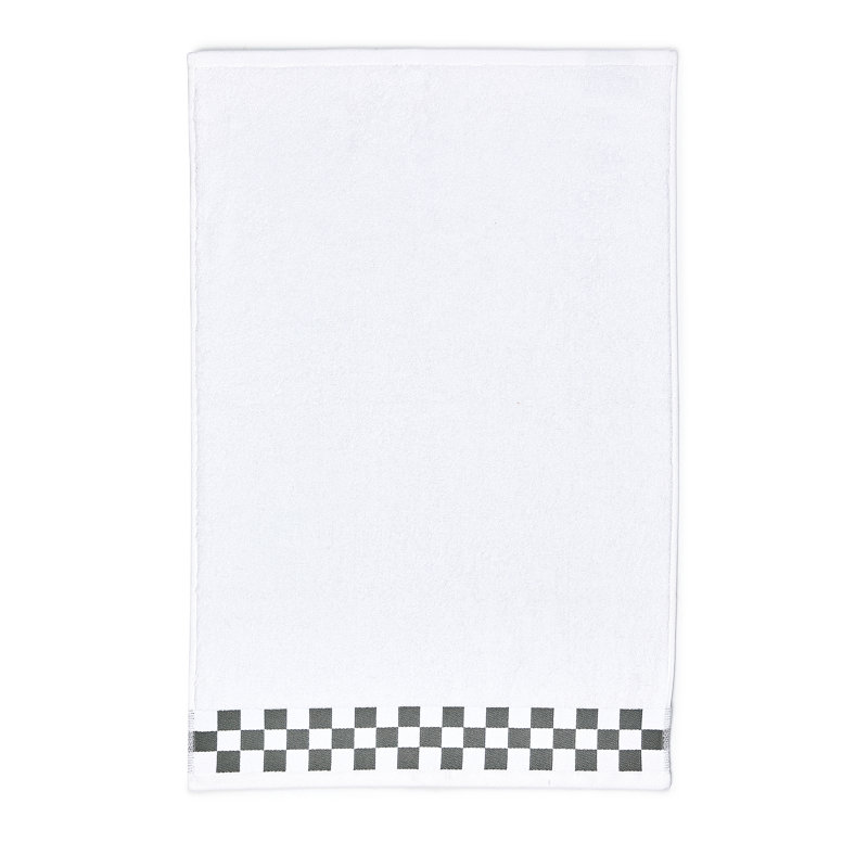 Hand Towel with Check Border, White/Gray
