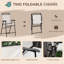 Ensemble de repas de 4 pièces pour terrasse - Beige. 2 chaises pliantes, parasol ajustable, table en verre texturé ondulé. Parfait pour une terrasse, une piscine ou un jardin. Structure en acier, cadre en matériau respirant.