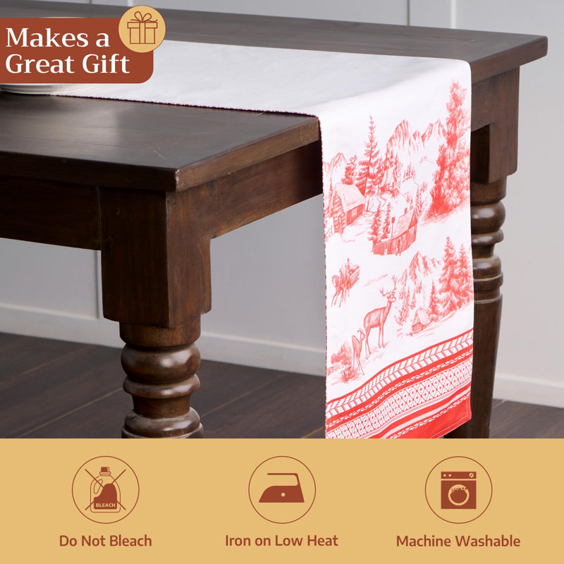 Maison d' Hermine Table runner 100% Cotton Double Layer Table Runners 108 inches long for Thanksgiving Christmas Decorations Home Kitchen Dining Party Wedding (Winter Jouy, 14.5" x 108")