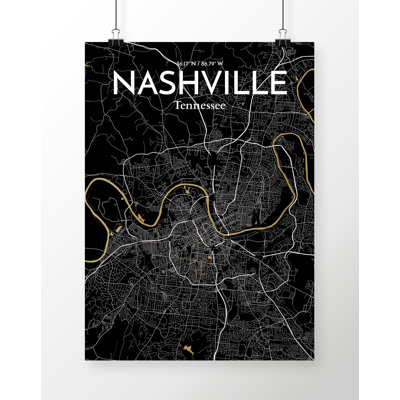 Nashville City Map - No Frame Print