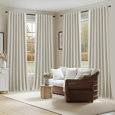 4 Pcs 100% Polyester Burlap Blackout Curtains For Bedroom Back Tab Curtains 4 Panels Set
