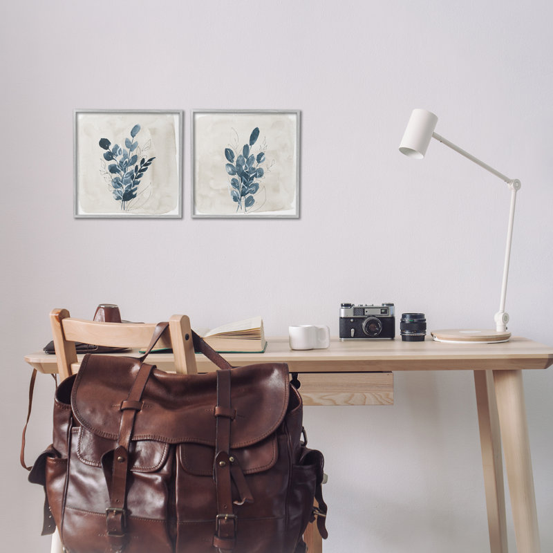 «Blue Summer Leaves», ensemble de 2 giclées par Lucille Price, Estampe numérique Farmhouse, H 12 po x l 12 po