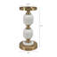 Porte-bougie Kea, 2 sphères sphériques en marbre blanc avec accent doré, 11 po-124246094
