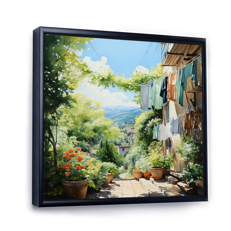Art mural sur toile de ferme, impression de scène rustique «Laundry Day In Province I», H 24 po x l 24 po x P 1 po