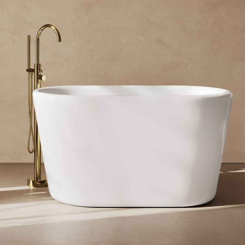Baignoire de trempage japonaise autoportante blanche brillante de 51 po Nanterre, drain inclus