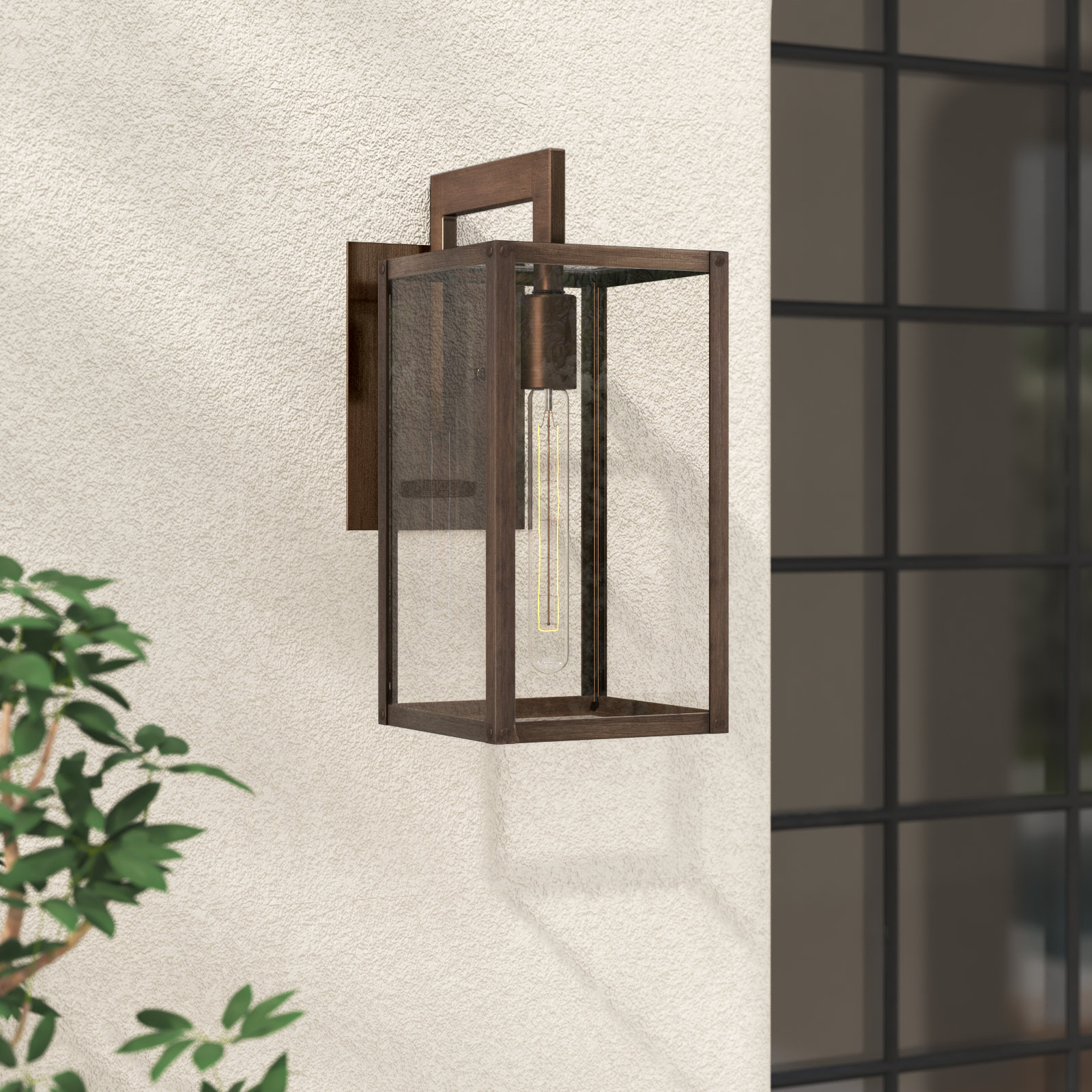 Caliana Single Light Outdoor Wall Light, Burnished Bronze, 13.25" H x 6" W x 9" D