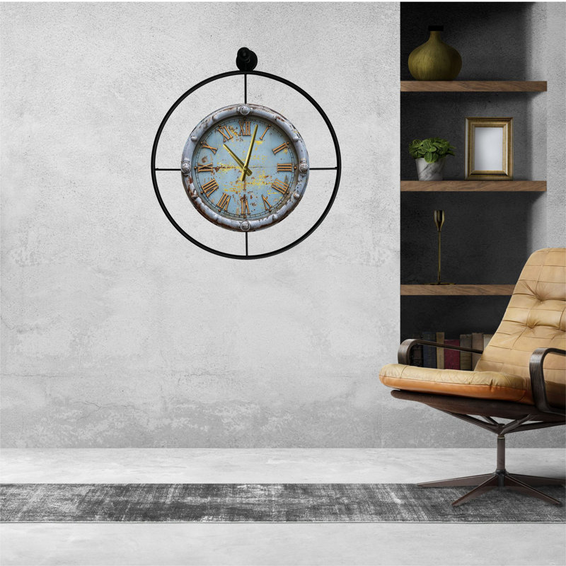 Elegant Decorative Metal Wall Clock, Black, 22.8 x 25.6 x 2.8 inches | 100% Metal Construction, Lightweight at 5.5 lbs | Perfect for Living Room, Office & Home Decor, Stylish and Functional Design