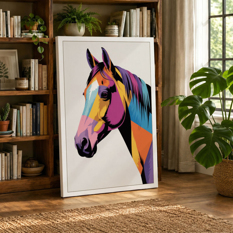 Chromatic Horse Modern - Wrapped Canvas, 24x16 - 61.0 x 40.6 cm, Cream Border